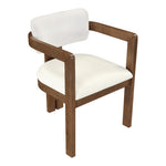 Ravina Vegan Leather and Linen Textured Fabric Upholstered Dining Chair in Cream