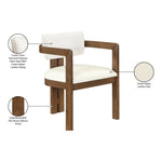 Ravina Vegan Leather and Linen Textured Fabric Upholstered Dining Chair in Cream