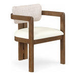 Ravina Vegan Leather and Linen Textured Fabric Upholstered Dining Chair in Beige