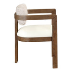 Ravina Vegan Leather and Linen Textured Fabric Upholstered Dining Chair in Beige