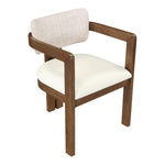 Ravina Vegan Leather and Linen Textured Fabric Upholstered Dining Chair in Beige
