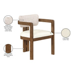Ravina Vegan Leather and Linen Textured Fabric Upholstered Dining Chair in Beige