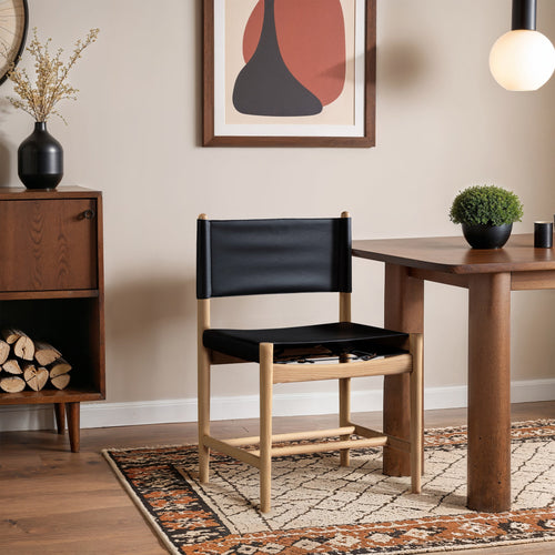 Rawlins Vegan Leather Upholstered Dining Chair in Black