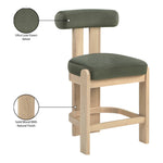 Arienzo Velvet Performance Fabric Upholstered Counter Stool in Green