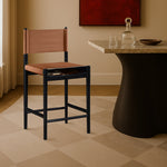 Rawlins Vegan Leather Upholstered Counter Stool in Cognac