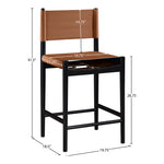Rawlins Vegan Leather Upholstered Counter Stool in Cognac