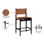 Rawlins Vegan Leather Upholstered Counter Stool in Cognac