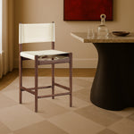 Rawlins Vegan Leather Upholstered Counter Stool in Cream