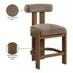 Arienzo Velvet Performance Fabric Upholstered Counter Stool in Taupe