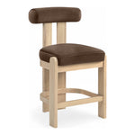 Arienzo Velvet Performance Fabric Upholstered Counter Stool in Brown
