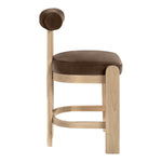 Arienzo Velvet Performance Fabric Upholstered Counter Stool in Brown