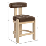 Arienzo Velvet Performance Fabric Upholstered Counter Stool in Brown