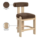 Arienzo Velvet Performance Fabric Upholstered Counter Stool in Brown