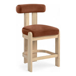 Arienzo Velvet Performance Fabric Upholstered Counter Stool in Cognac