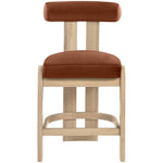 Arienzo Velvet Performance Fabric Upholstered Counter Stool in Cognac