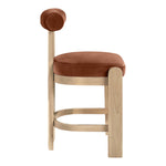 Arienzo Velvet Performance Fabric Upholstered Counter Stool in Cognac