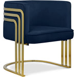 Rays Velvet Upholstered Accent Chair in Navy