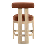 Arienzo Velvet Performance Fabric Upholstered Counter Stool in Cognac