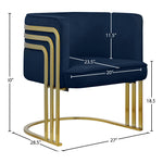 Rays Velvet Upholstered Accent Chair in Navy