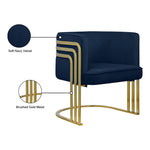Rays Velvet Upholstered Accent Chair in Navy