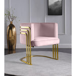 Rays Velvet Upholstered Accent Chair in Pink