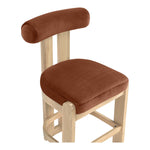 Arienzo Velvet Performance Fabric Upholstered Counter Stool in Cognac