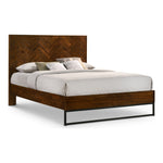 Reed Wood King Bed (3 Boxes) in Antique Coffee