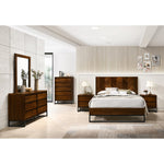 Reed Wood King Bed (3 Boxes) in Antique Coffee