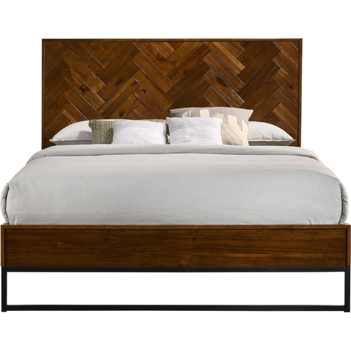 Reed Wood Queen Bed (3 Boxes) in Antique Coffee