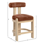 Arienzo Velvet Performance Fabric Upholstered Counter Stool in Cognac