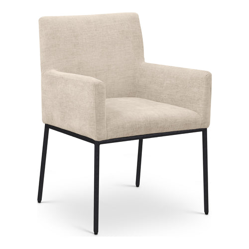 Reeves Chenille Fabric Upholstered Dining Arm Chair in Beige