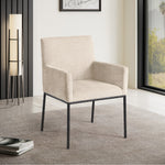 Reeves Chenille Fabric Upholstered Dining Arm Chair in Beige