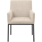 Reeves Chenille Fabric Upholstered Dining Arm Chair in Beige