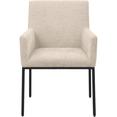 Reeves Chenille Fabric Upholstered Dining Arm Chair in Beige