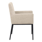 Reeves Chenille Fabric Upholstered Dining Arm Chair in Beige