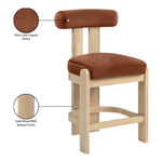 Arienzo Velvet Performance Fabric Upholstered Counter Stool in Cognac
