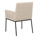Reeves Chenille Fabric Upholstered Dining Arm Chair in Beige