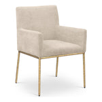 Reeves Chenille Fabric Upholstered Dining Arm Chair in Beige