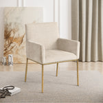 Reeves Chenille Fabric Upholstered Dining Arm Chair in Beige