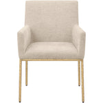 Reeves Chenille Fabric Upholstered Dining Arm Chair in Beige