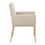 Reeves Chenille Fabric Upholstered Dining Arm Chair in Beige