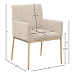 Reeves Chenille Fabric Upholstered Dining Arm Chair in Beige
