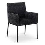 Reeves Chenille Fabric Upholstered Dining Arm Chair in Black