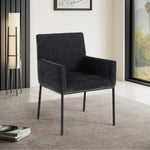 Reeves Chenille Fabric Upholstered Dining Arm Chair in Black