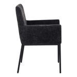 Reeves Chenille Fabric Upholstered Dining Arm Chair in Black