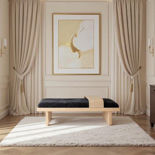 Arlington Chenille Fabric Upholstered Bench in Black