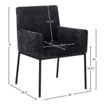 Reeves Chenille Fabric Upholstered Dining Arm Chair in Black