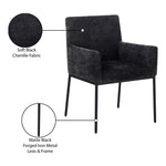 Reeves Chenille Fabric Upholstered Dining Arm Chair in Black