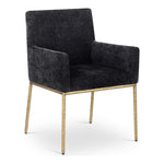 Reeves Chenille Fabric Upholstered Dining Arm Chair in Black
