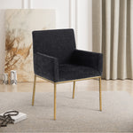 Reeves Chenille Fabric Upholstered Dining Arm Chair in Black